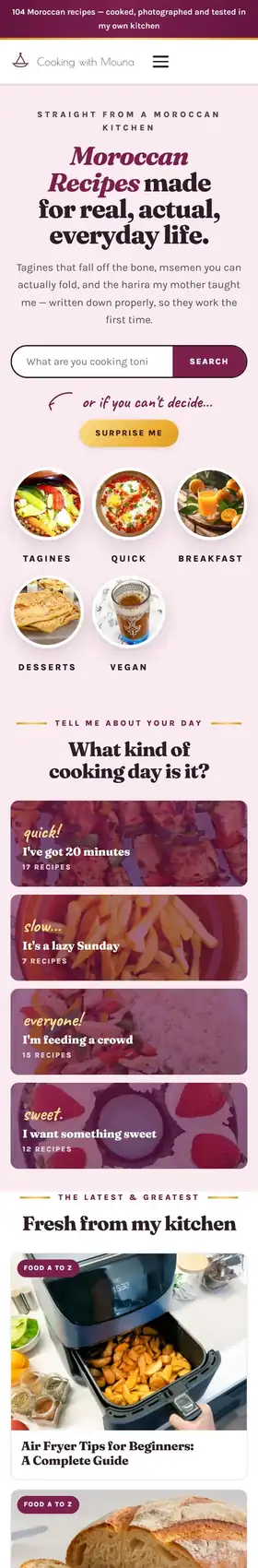 Cooking with Mouna on mobile