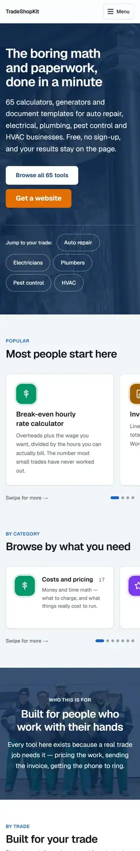 TradeShopKit on mobile